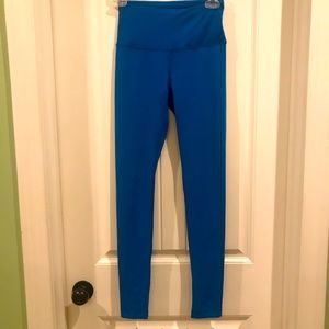 Bright blue leggings.